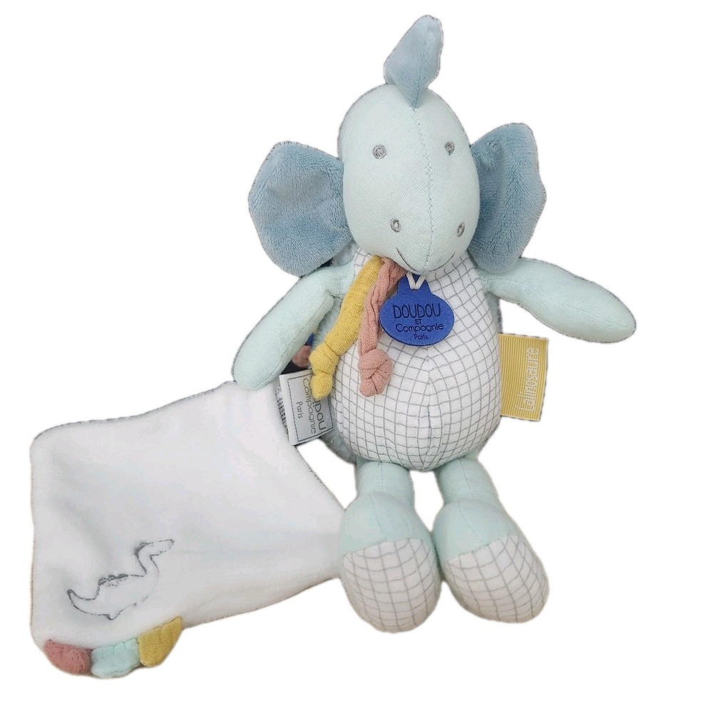 Doudou et Campagnie Paris Calinosaure Dino Teal Doll Plush 10"